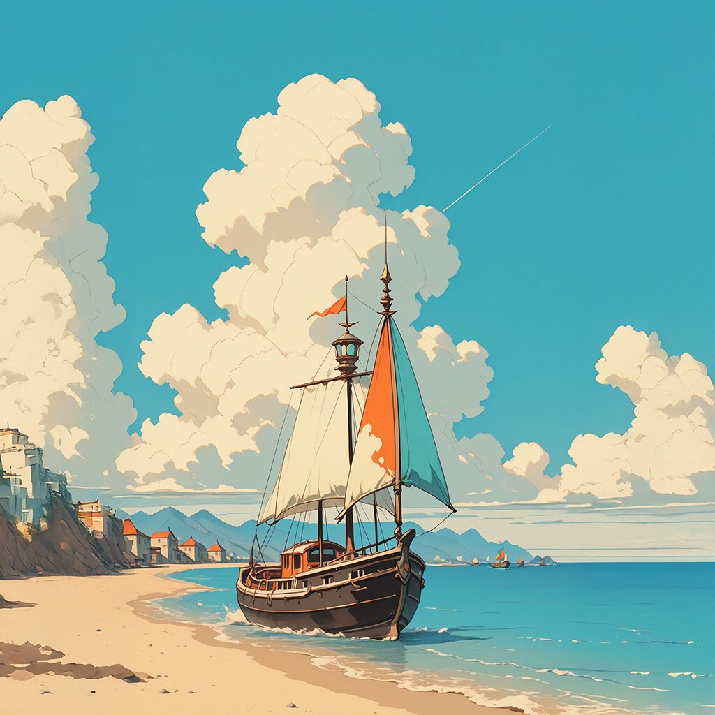 潮待ちの船 | の人気AIイラスト・グラビア