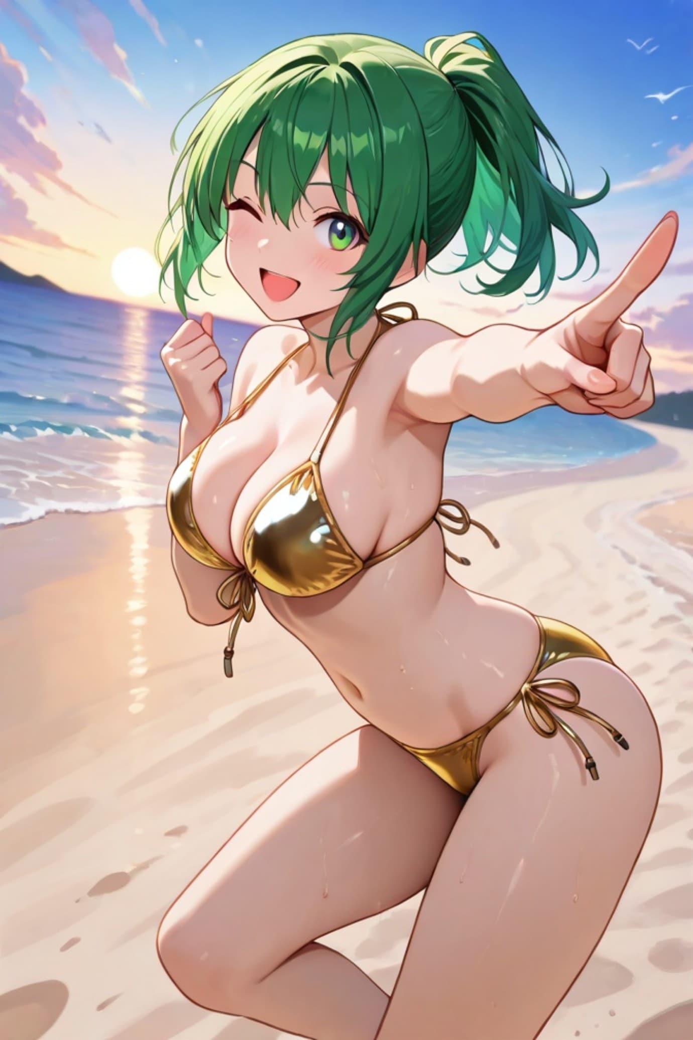 GWの金色ビキニの緑髪ちゃん