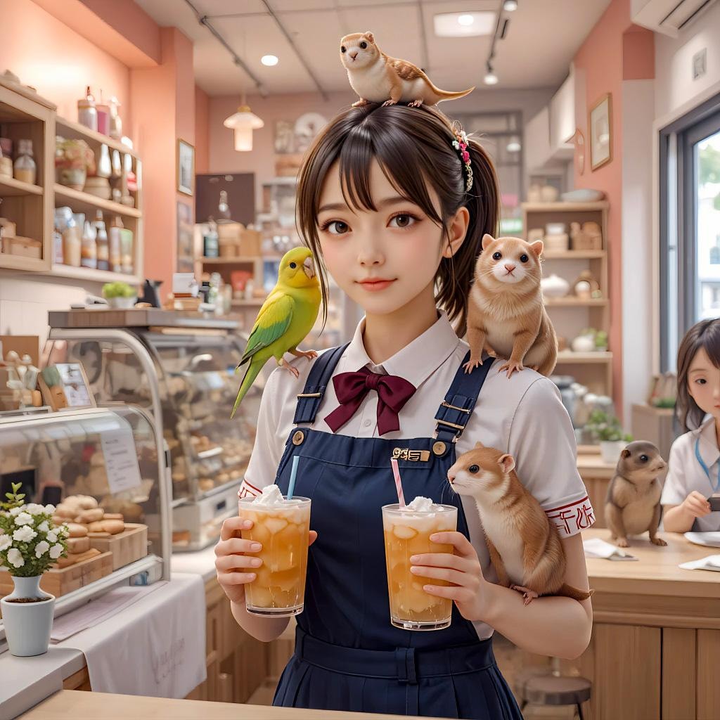 動物カフェでアルバイトをする君