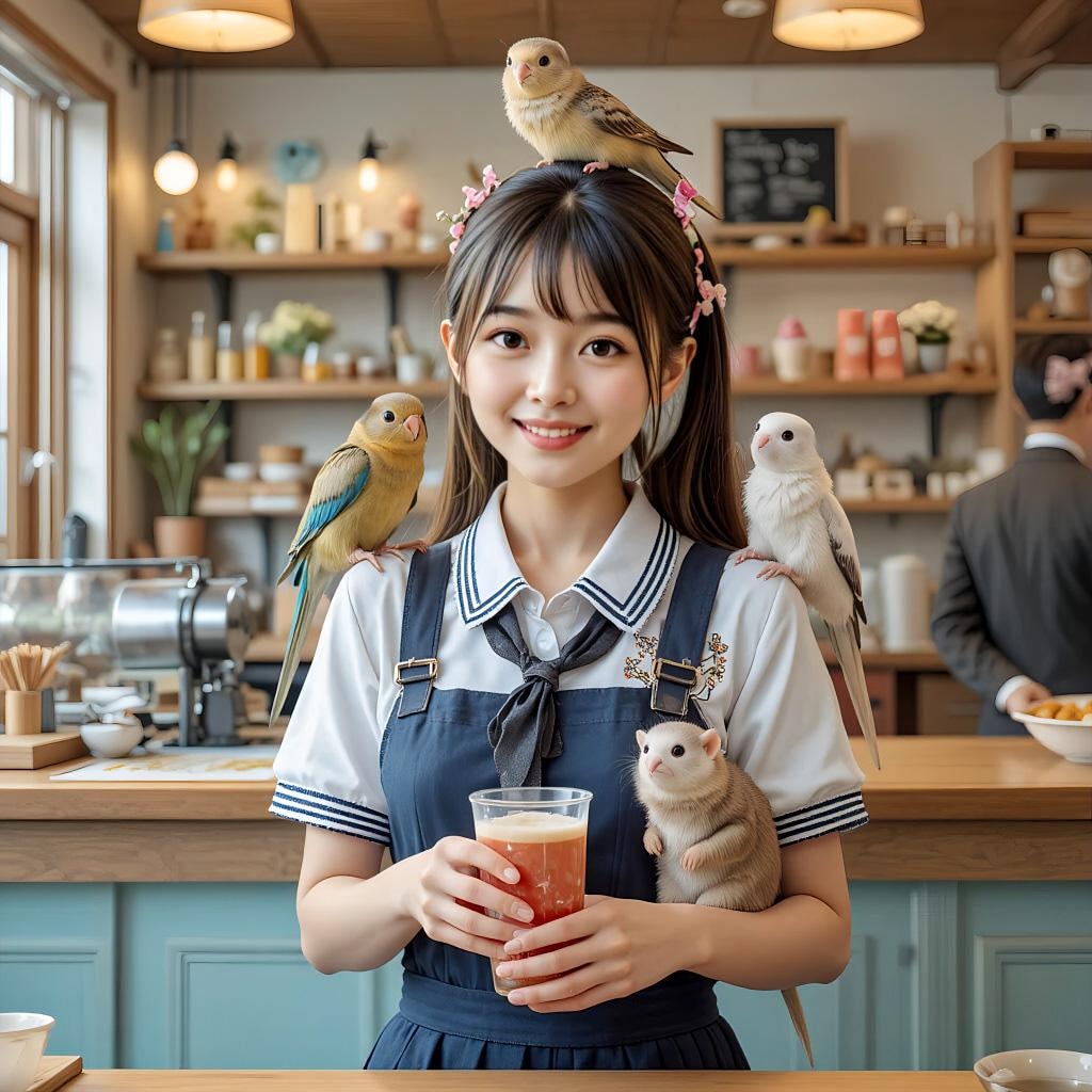 動物カフェでアルバイトをする君