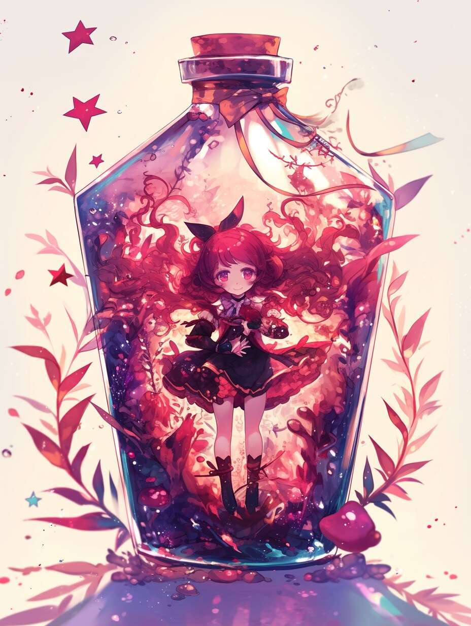 「瓶詰の少女」紅72 | の人気AIイラスト・グラビア