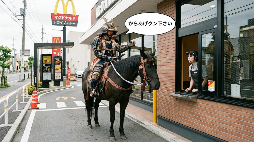 馬でドライブスルー