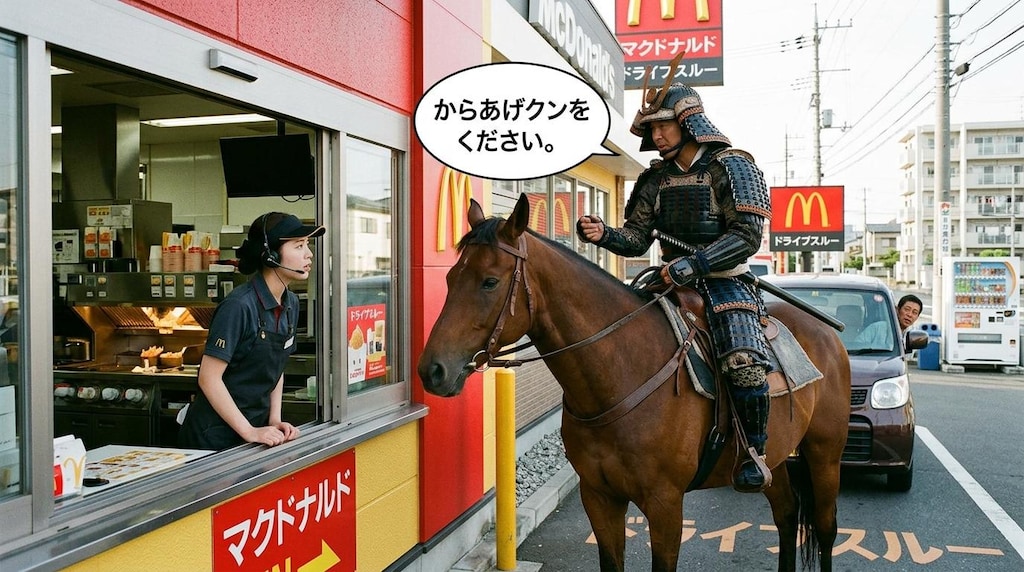 馬でドライブスルー