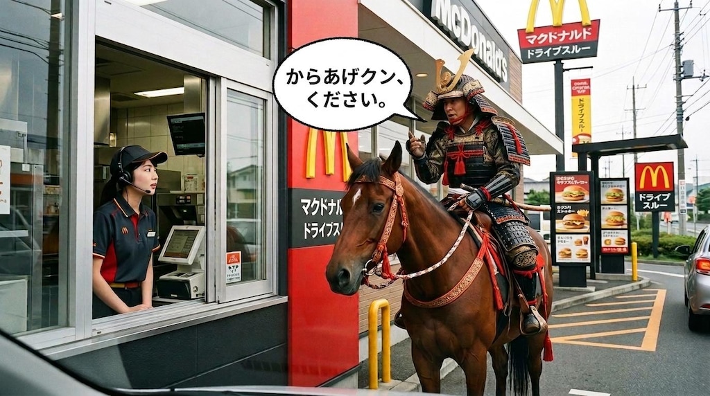 馬でドライブスルー
