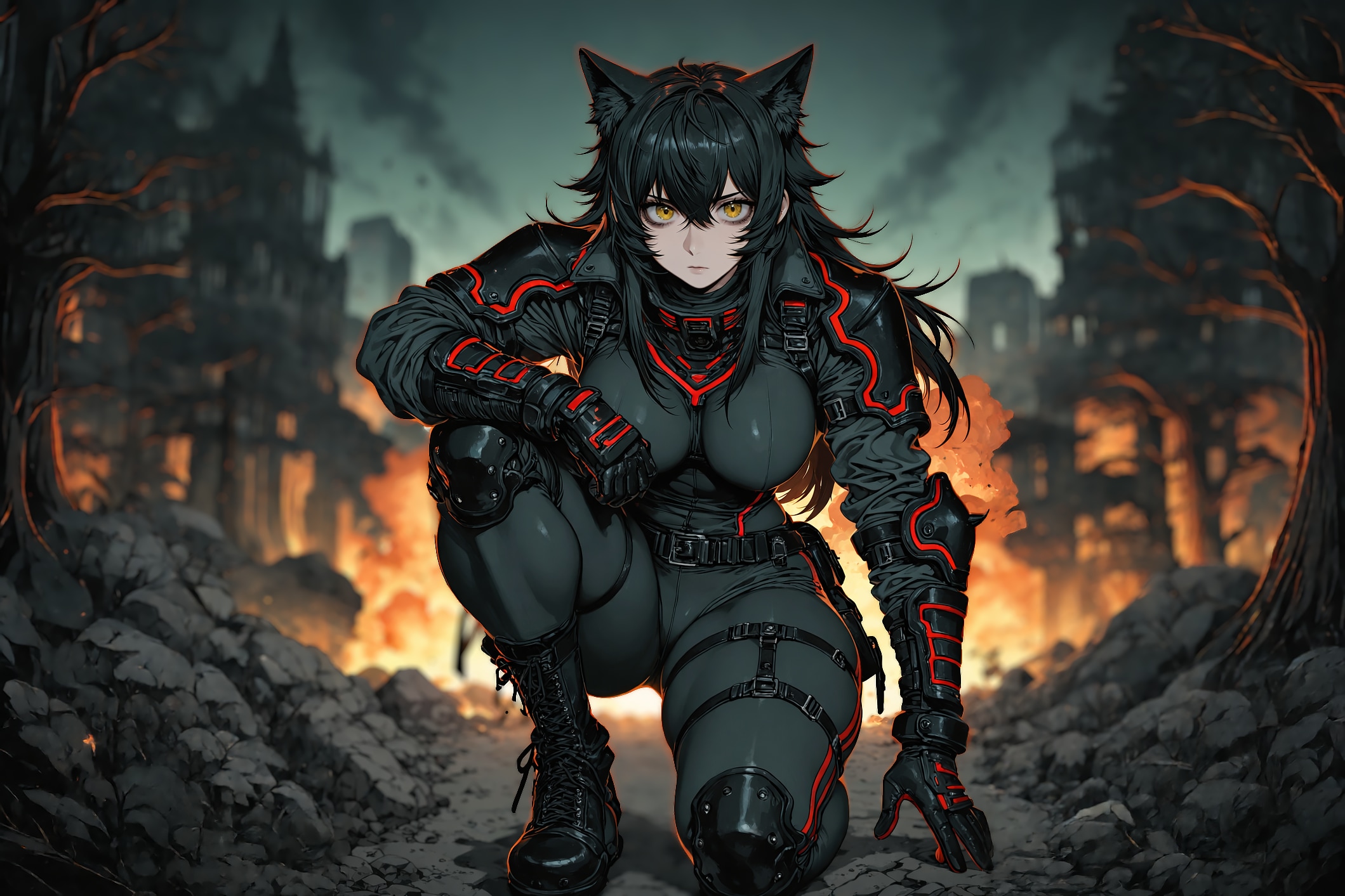 戦場の狼娘 | の人気AIイラスト・グラビア