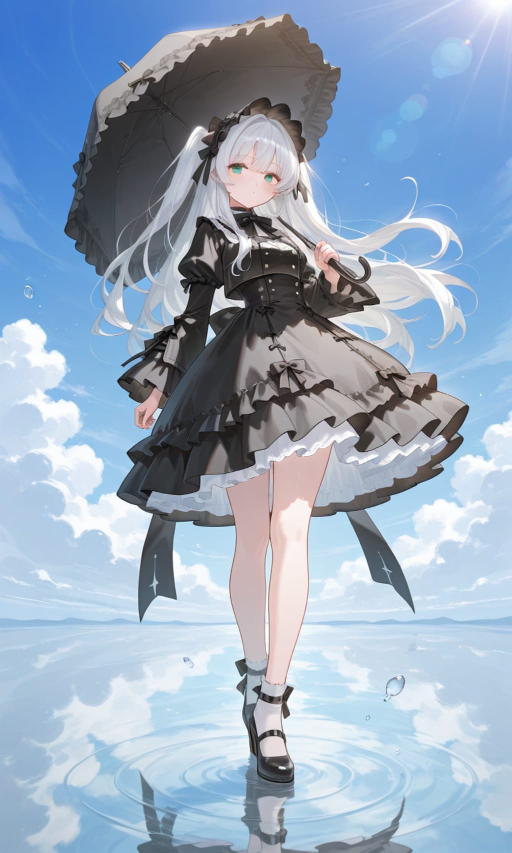 水面に降り立つ