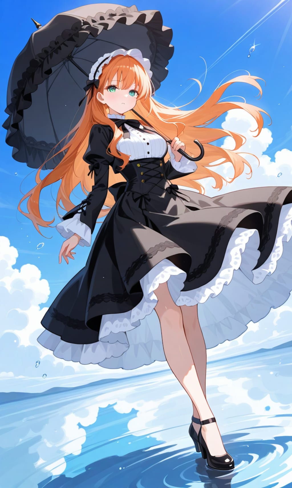 水面に降り立つ