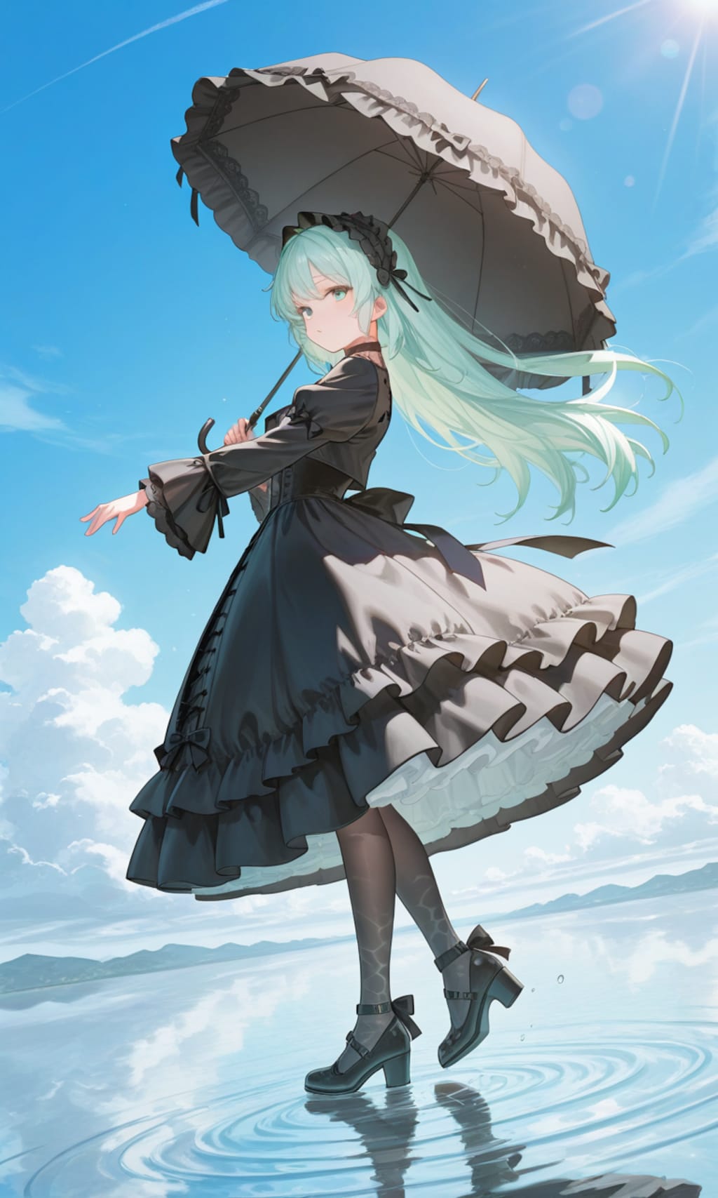 水面に降り立つ