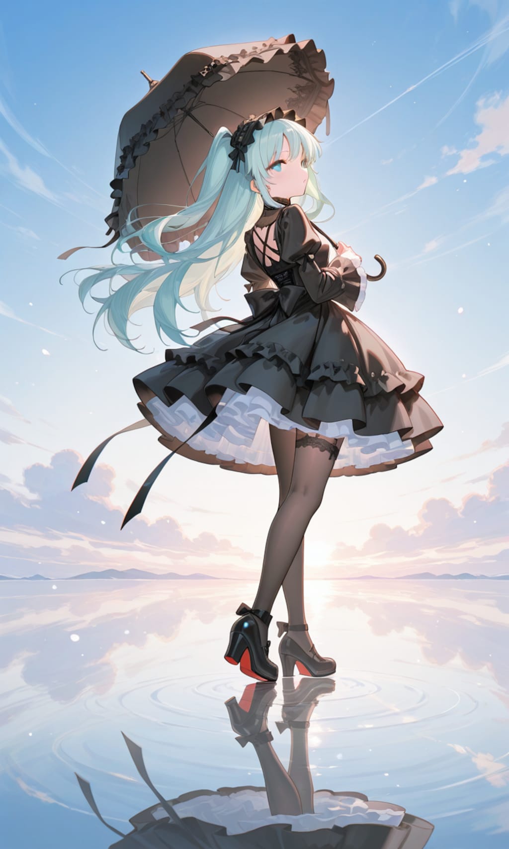 水面に降り立つ