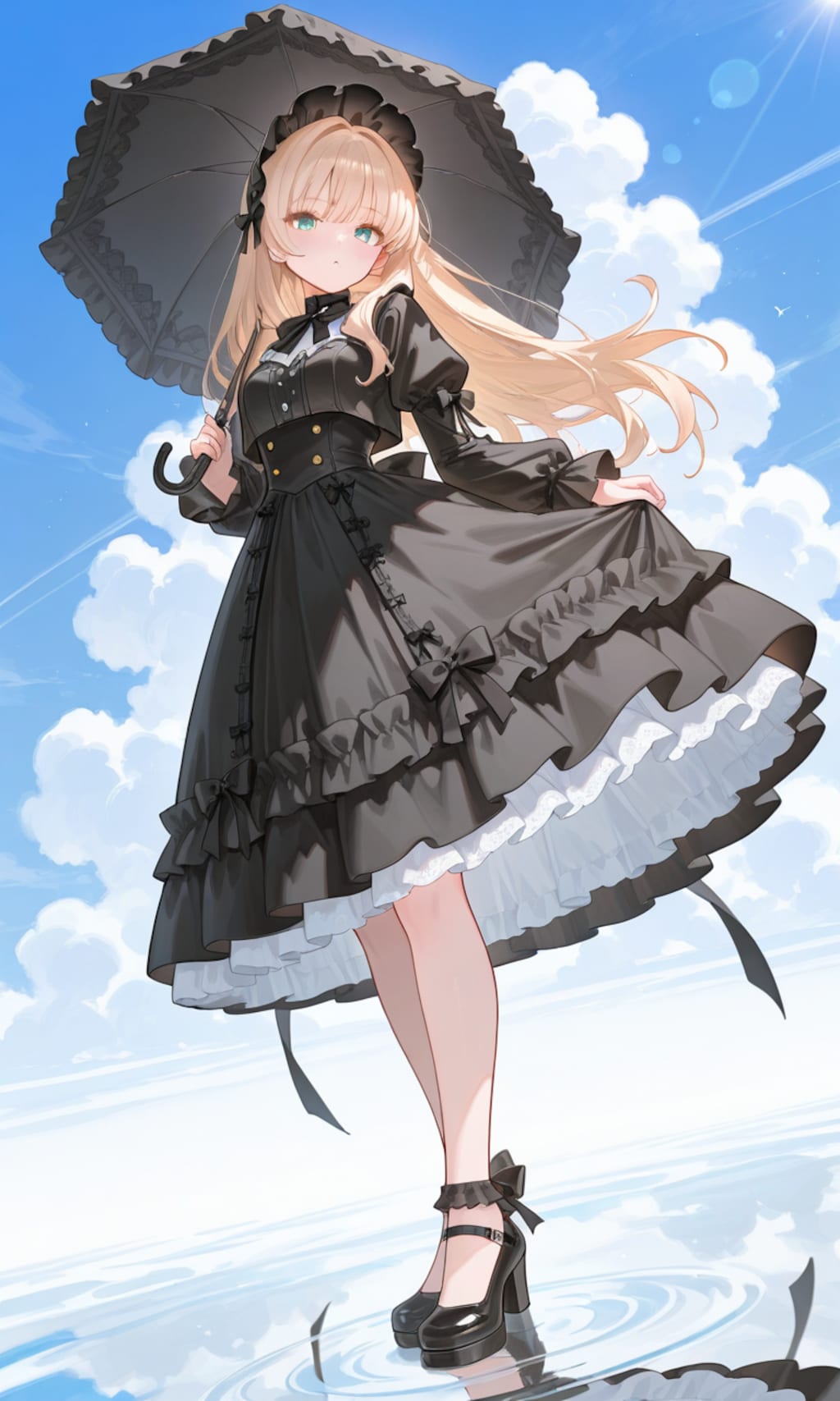 水面に降り立つ