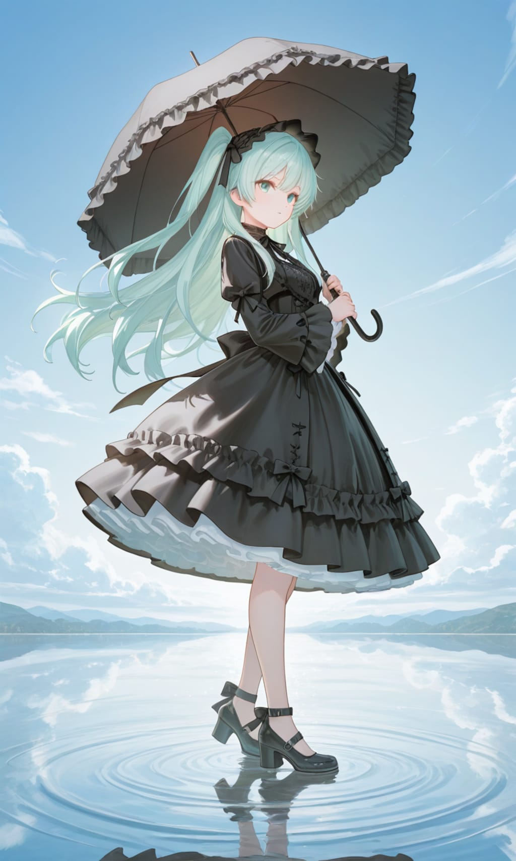 水面に降り立つ