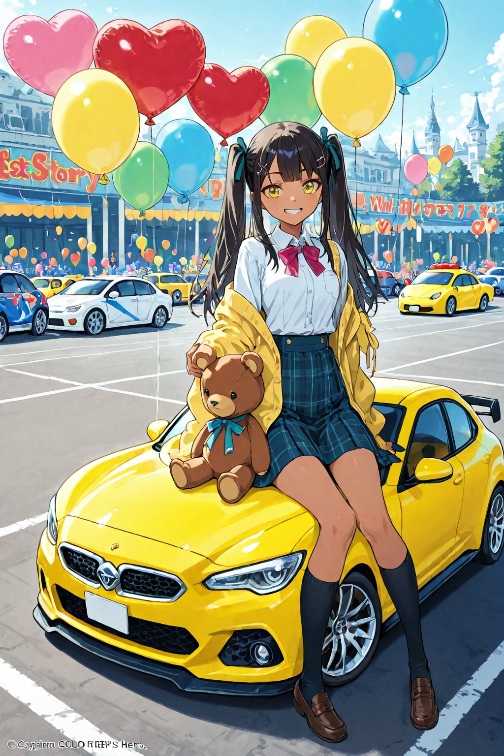 風船🎈とぬいぐるみと車