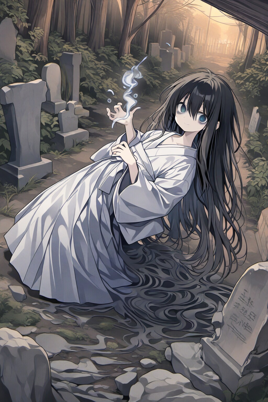 黄昏時の幽霊少女