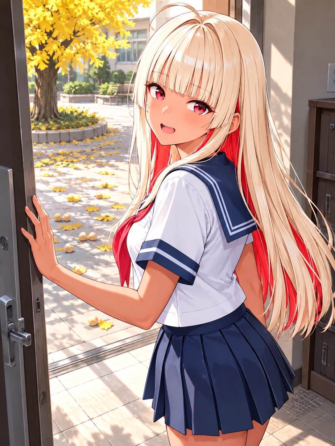 寄宿舎の入口が、銀杏のにおいでいっぱい！ | の人気AIイラスト・グラビア