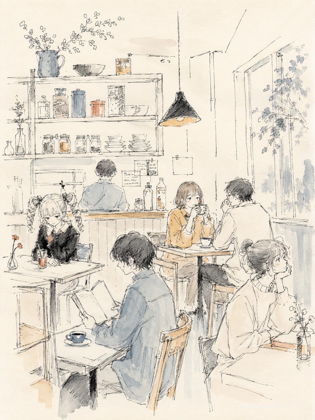 カフェにて
