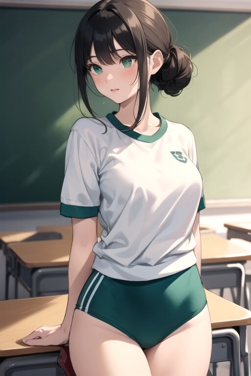 緑ブルマ女子
