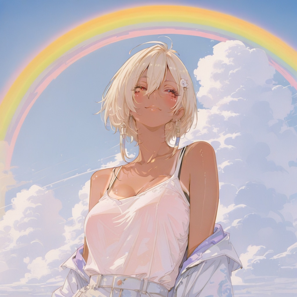 虹、入道雲、金髪ギャル | の人気AIイラスト・グラビア