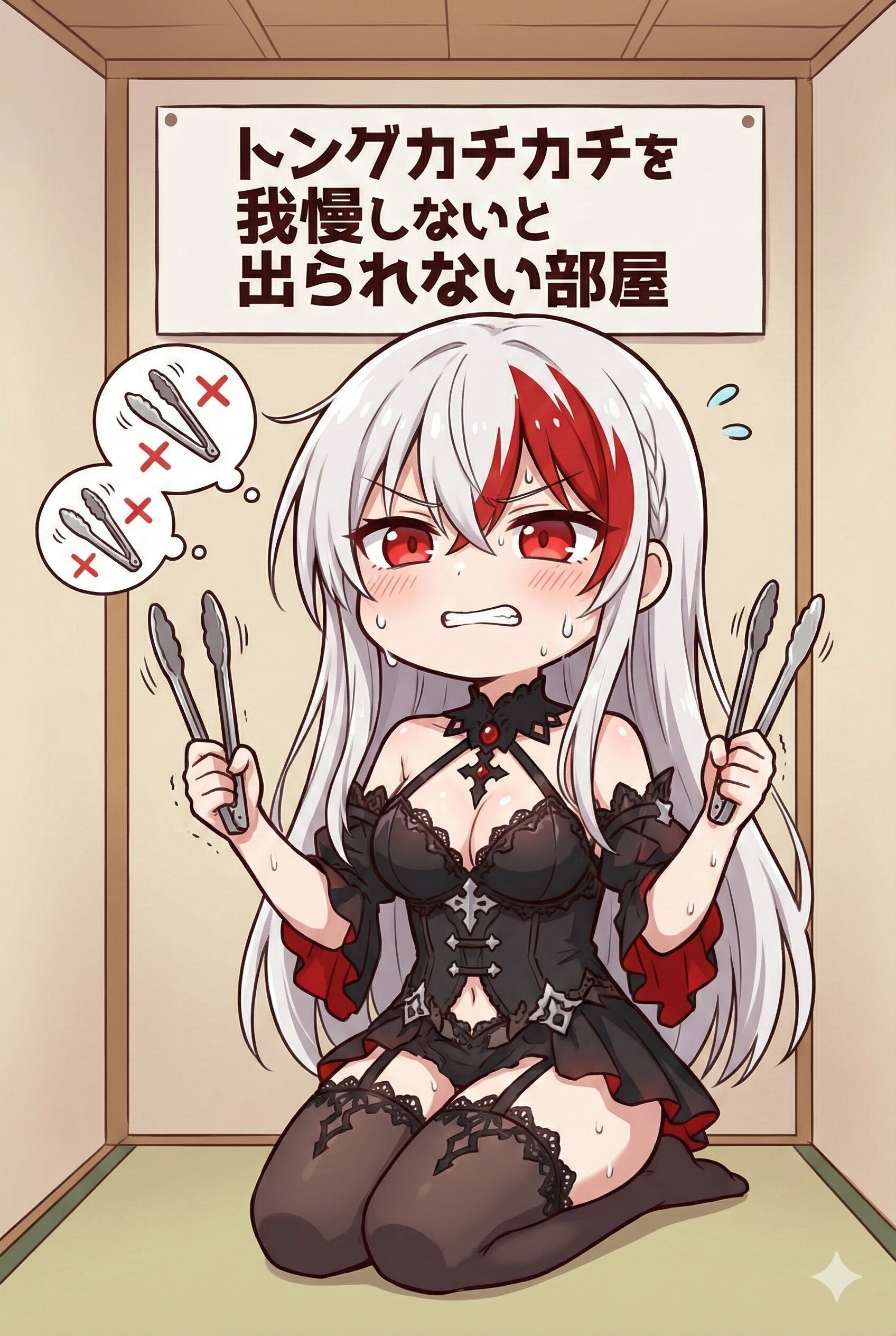 トングカチカチを我慢しないと出られない部屋 | の人気AIイラスト・グラビア