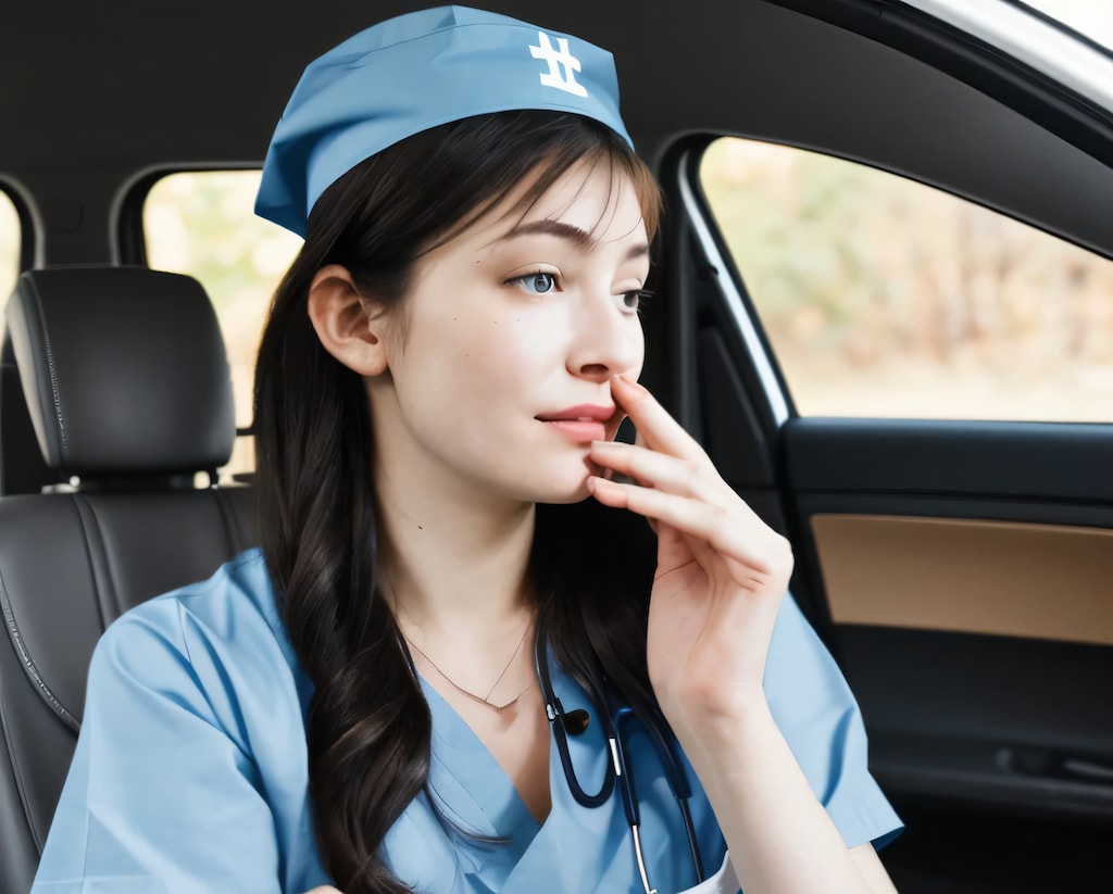 黒髪ロングで車内の美女２８