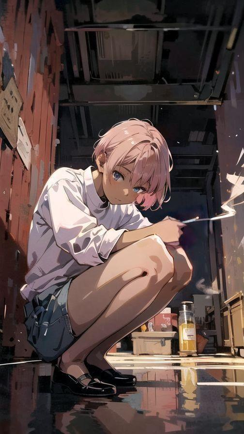 タバコを吸う女の子