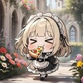 🌸花の庭 おピッツァもぐもぐ メイドちゃん🌸 6枚目