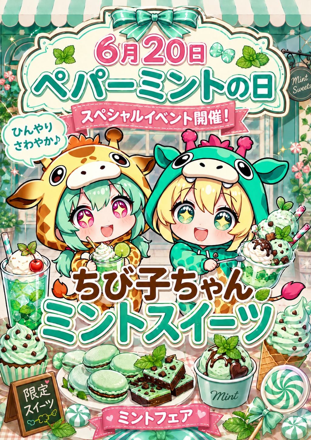 ペパーミントのキリン着ぐるみちび子ちゃん