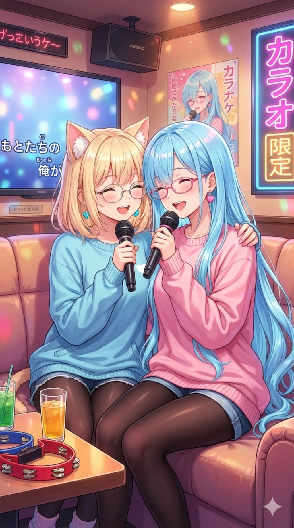 二人でカラオケ