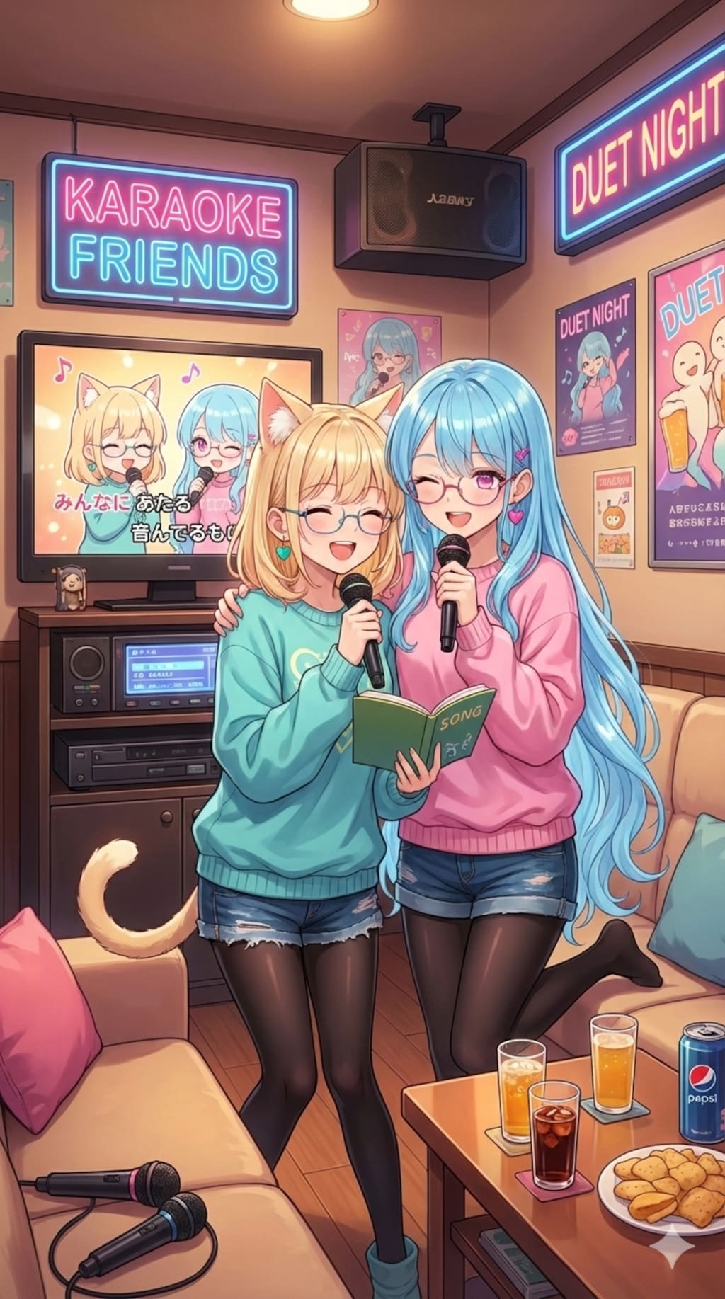 二人でカラオケ