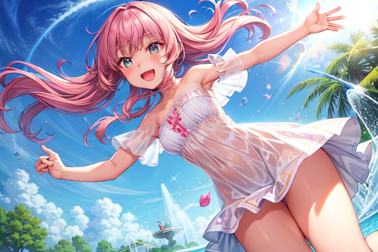 水と踊る笑顔