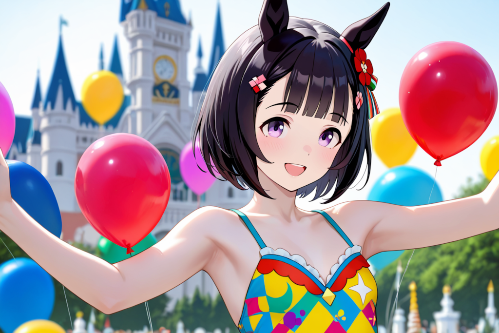 東京観光をするニシノフラワー