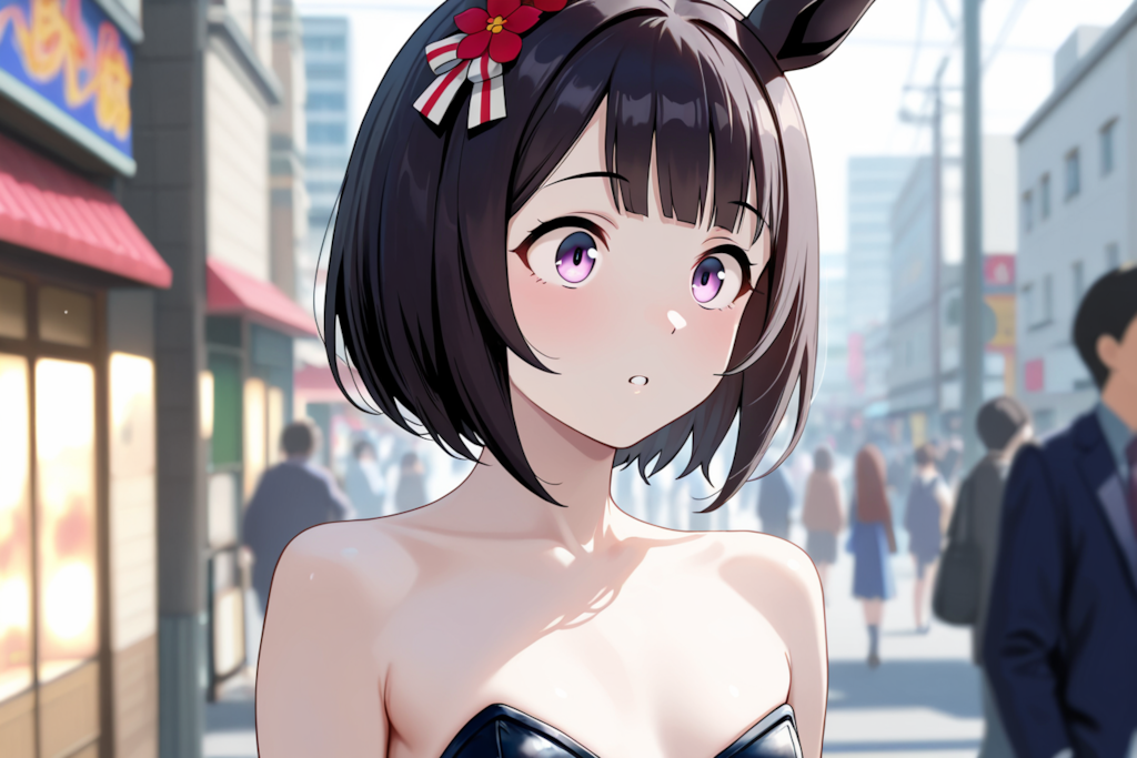 東京観光をするニシノフラワー