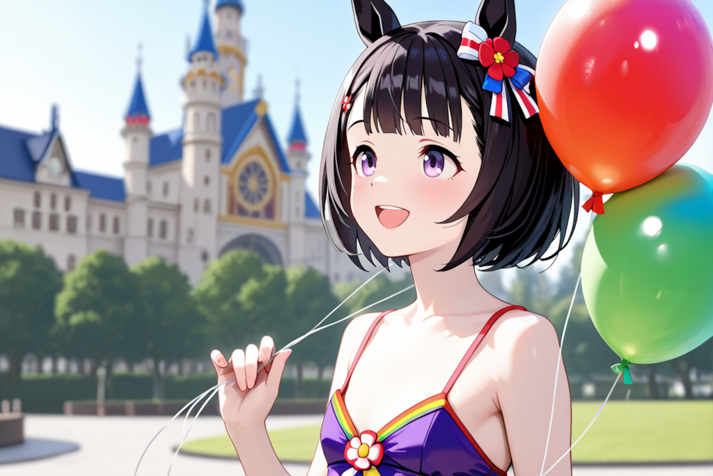 東京観光をするニシノフラワー