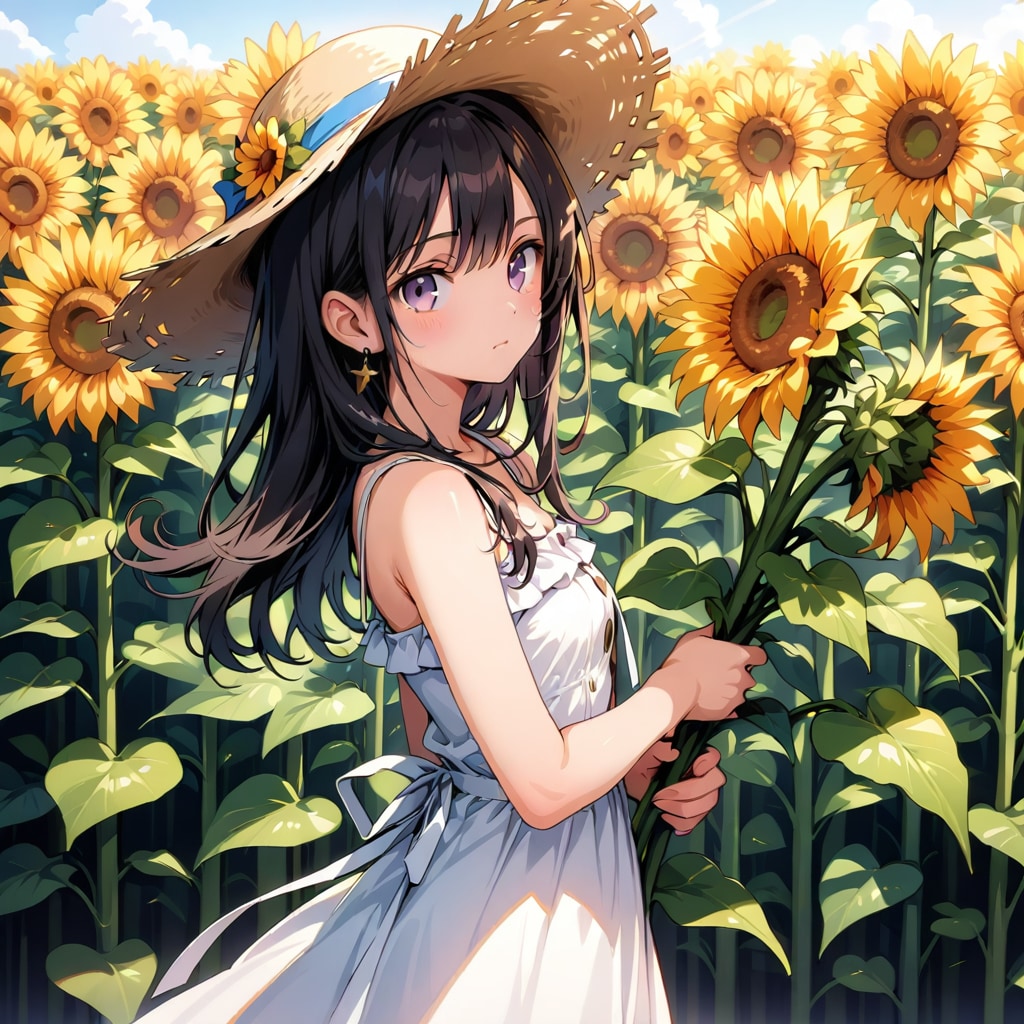 ひまわり畑の少女