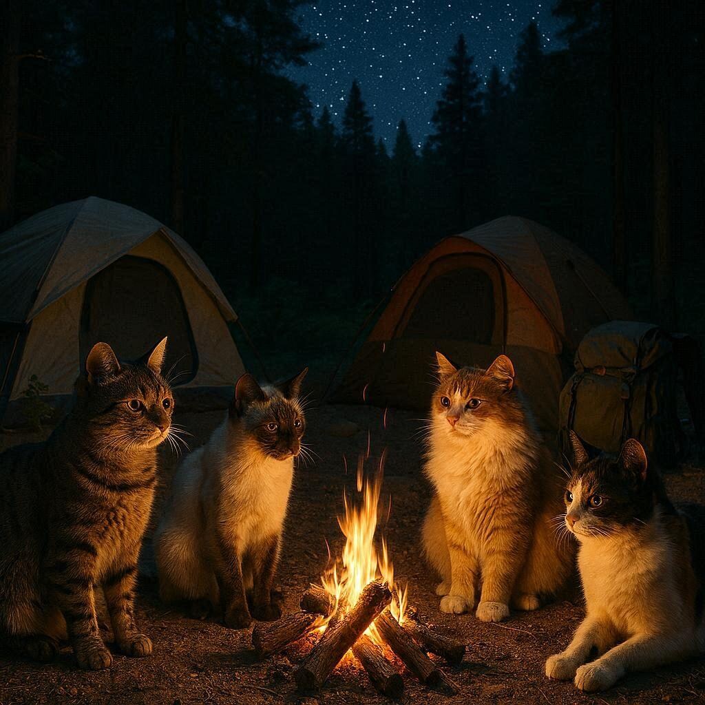 キャンプする猫