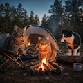キャンプする猫 2枚目
