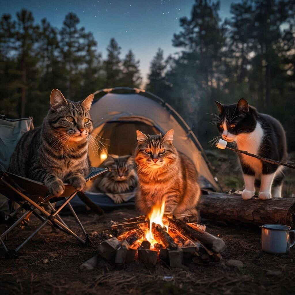 キャンプする猫