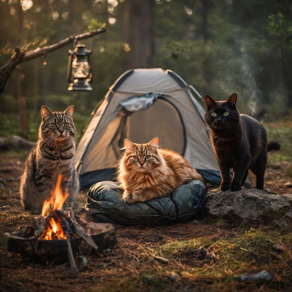 キャンプする猫