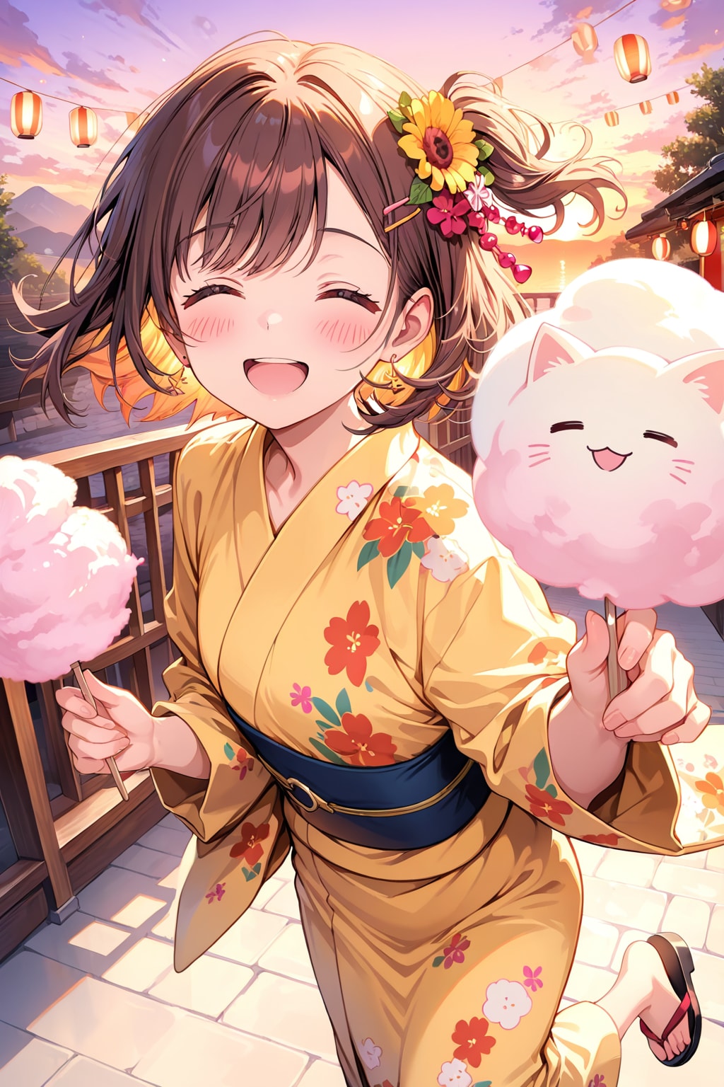 夏祭り、まずは綿菓子！