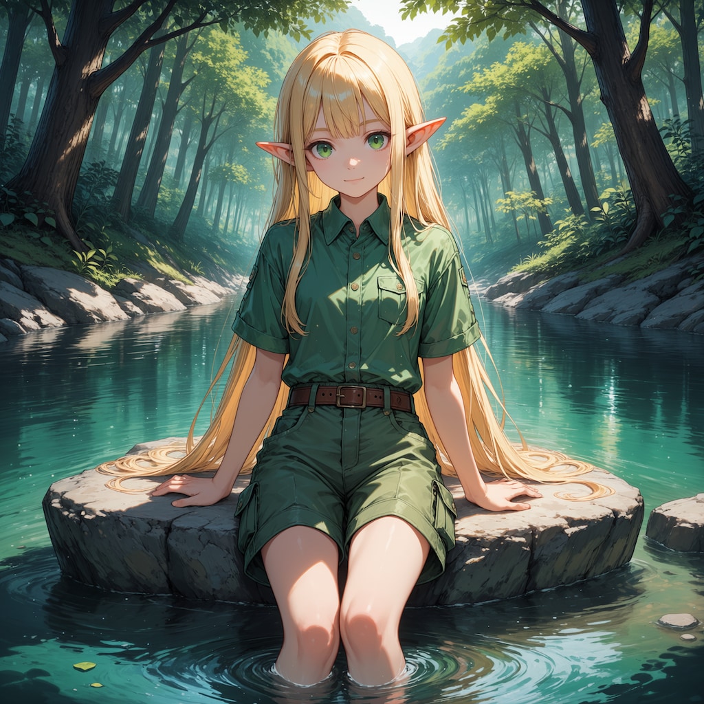 夏服エルフ魔女さん