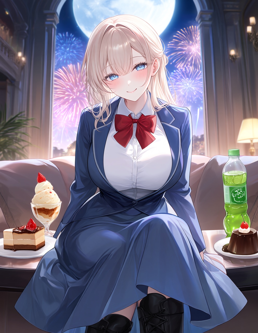 『アイドルさん』と花火(PixAI版)