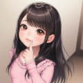 ピンクのシャツの女の子人差し指 4枚目
