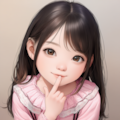 ピンクのシャツの女の子人差し指 2枚目