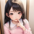 ピンクのシャツの女の子人差し指 9枚目