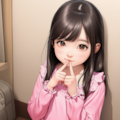 ピンクのシャツの女の子人差し指 10枚目