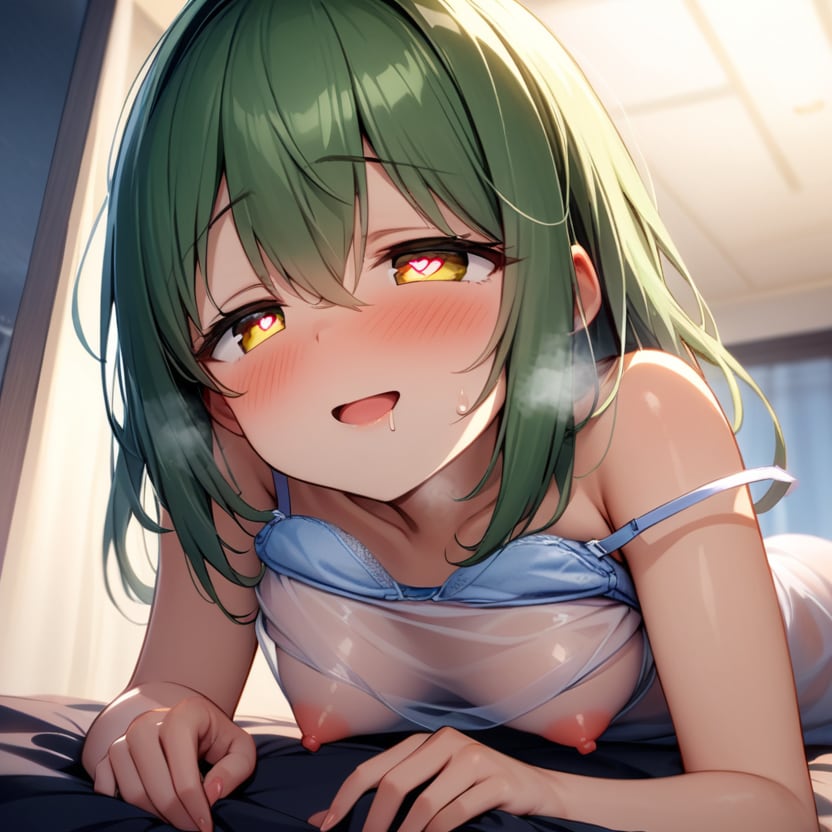 我慢できなかった緑髪ちゃん