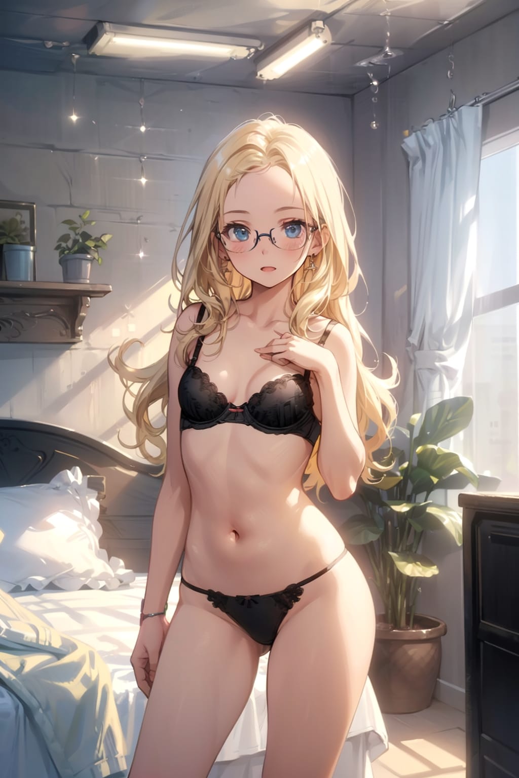 下着の眼鏡っ娘
