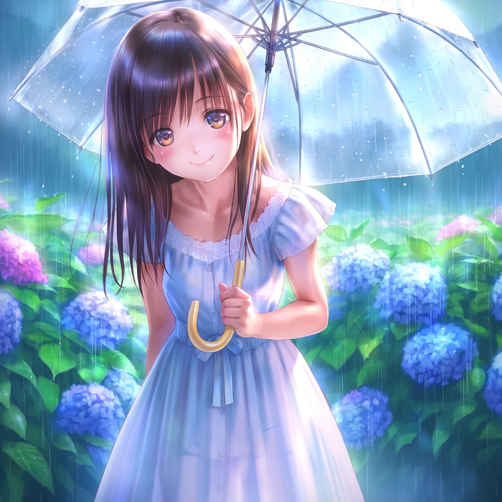 紫陽花と少女