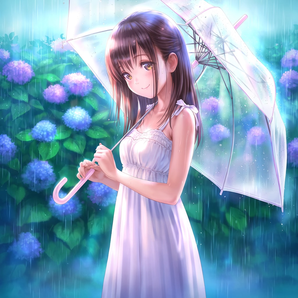 紫陽花と少女