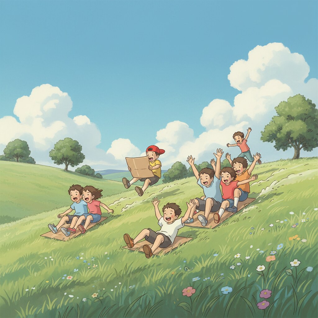 段ボールで滑り降り