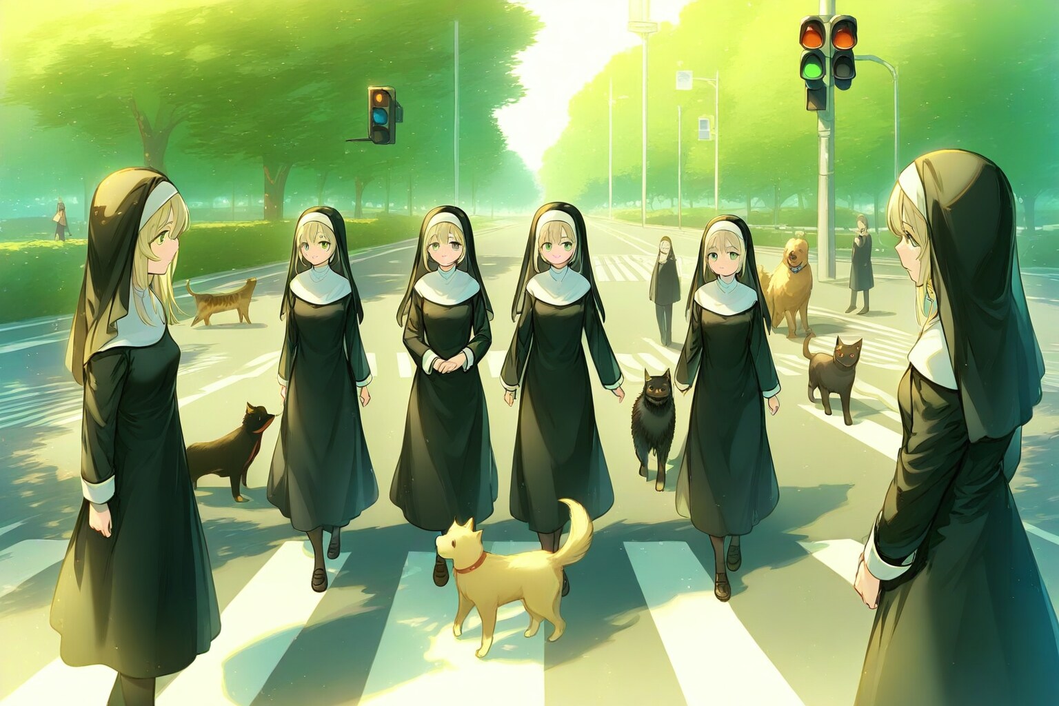 聖女と動物たちの登校 | の人気AIイラスト・グラビア